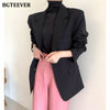 BGTEEVER Elegant Notched Collar Solid Women Jackets Long Sleeve Single-breasted Female Blazer 2023 Autumn Winter Outwear