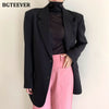 BGTEEVER Elegant Notched Collar Solid Women Jackets Long Sleeve Single-breasted Female Blazer 2022 Autumn Winter Outwear