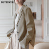 BGTEEVER Elegant Office Ladies Loose Single-breasted Blazer Women Solid Notched Collar Suit Jackets 2022 Spring Outwear Femme