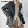BGTEEVER Elegant Office Ladies Loose Single-breasted Blazer Women Solid Notched Collar Suit Jackets 2022 Spring Outwear Femme