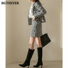 BGTEEVER Elegant Plaid Ladies 2 Pieces Set Long Sleeve Short Blazer & High Waist Mini Skirts Winter Women Woolen Skirt Suits