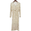BGTEEVER Elegant Ruched Floral Print Women Autumn Dress Sexy V-neck Full Sleeve Female Long Dresses 2023 Spring Chiffon Vestidos