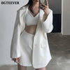 BGTEEVER Elegant Women Chic 3 Pieces Set Long Sleeve Suit Jackets & Camisole & Mini Skirt 2022 Autumn Ladies Solid Skirt Suits