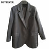 BGTEEVER Buttons Loose Blazer for Women Chic Long Sleeve Pockets Women Suit Jackets 2022 Autumn Winter Female Outwear