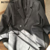 BGTEEVER Buttons Loose Blazer for Women Chic Long Sleeve Pockets Women Suit Jackets 2022 Autumn Winter Female Outwear