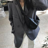 BGTEEVER Buttons Loose Blazer for Women Chic Long Sleeve Pockets Women Suit Jackets 2022 Autumn Winter Female Outwear