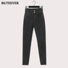BGTEEVER Chic High Waist Skinny Ladies Pencil Jeans Trousers 2022 Autumn Winter Stylish Female Stretchy Denim Pants