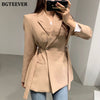 BGTEEVER Chic Slim Waist Women Solid Blazer Elegant Office Wear Single Button Female Suit Jacket 2022 Spring