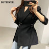 BGTEEVER Chic Slim Waist Women Solid Blazer Elegant Office Wear Single Button Female Suit Jacket 2022 Spring