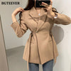 BGTEEVER Chic Slim Waist Women Solid Blazer Elegant Office Wear Single Button Female Suit Jacket 2022 Spring