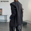 BGTEEVER Notched Collar Lace-up Women Blazer Vintage Loose Long Sleeve Autumn Winter Outwear Tops Female Jackets 2022