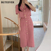 BGTEEVER Summer Autumn Women 2 Pieces Blazer Set Short Sleeve Suit Jacket & High Waist Buttons Pencil Long Skirts 2022