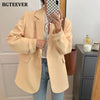 BGTEEVER Spring Autumn Loose  Women Jacket Blazer Casual Notched Collar Long Sleeve Female Jackets 2023 Ladies Suit Coats