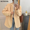 BGTEEVER Spring Autumn Loose  Women Jacket Blazer Casual Notched Collar Long Sleeve Female Jackets 2022 Ladies Suit Coats