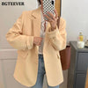 BGTEEVER Spring Autumn Loose  Women Jacket Blazer Casual Notched Collar Long Sleeve Female Jackets 2023 Ladies Suit Coats