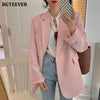 BGTEEVER Spring Autumn Loose  Women Jacket Blazer Casual Notched Collar Long Sleeve Female Jackets 2023 Ladies Suit Coats