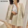 BGTEEVER Office Ladies Skirt Suits Double Breasted Jackets & High Waist A-line Mini Skirts Elegant Women 2 Pieces Blazer Set