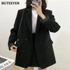 BGTEEVER Office Ladies Skirt Suits Double Breasted Jackets & High Waist A-line Mini Skirts Elegant Women 2 Pieces Blazer Set