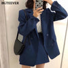 BGTEEVER Office Ladies Skirt Suits Double Breasted Jackets & High Waist A-line Mini Skirts Elegant Women 2 Pieces Blazer Set