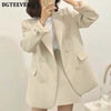 BGTEEVER Office Ladies Skirt Suits Double Breasted Jackets & High Waist A-line Mini Skirts Elegant Women 2 Pieces Blazer Set