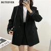 BGTEEVER Office Ladies Skirt Suits Double Breasted Jackets & High Waist A-line Mini Skirts Elegant Women 2 Pieces Blazer Set
