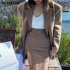 BGTEEVER Stylish Ladies 2 Pieces Set Long Sleeve Blazer Jacket & High Waist Split Mini Skirts 2023 Spring Women Skirt Suits