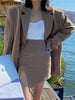 BGTEEVER Stylish Ladies 2 Pieces Set Long Sleeve Blazer Jacket & High Waist Split Mini Skirts 2023 Spring Women Skirt Suits