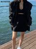 BGTEEVER Stylish Ladies 3 Pieces Skirts Set Full Sleeve Suit Jackets & Slim Skirts & Camisole Elegant Solid Women Blazer Suits
