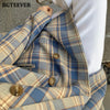 BGTEEVER Stylish Loose Double Breasted Women Plaid Blazer 2022 Autumn Vintage Notched Collar Female Suit Jacket Good Fabric
