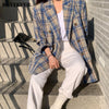 BGTEEVER Stylish Loose Double Breasted Women Plaid Blazer 2022 Autumn Vintage Notched Collar Female Suit Jacket Good Fabric