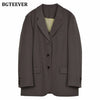 BGTEEVER Stylish Loose Office Ladies Solid Blazer Chic Notched Collar Full Sleeve Women Outwear Elegant Spring Suit Jacket Femme