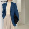 BGTEEVER Stylish Loose Office Ladies Solid Blazer Chic Notched Collar Full Sleeve Women Outwear Elegant Spring Suit Jacket Femme