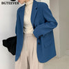 BGTEEVER Stylish Loose Office Ladies Solid Blazer Chic Notched Collar Full Sleeve Women Outwear Elegant Spring Suit Jacket Femme