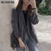 BGTEEVER Stylish Notched Collar Office Ladies Solid Blazer Tops Elegant Single-breasted Slim Female Jackets Spring Ladies Coats