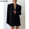 BGTEEVER Stylish Notched Collar Women Blazer Jackets 2022 Spring  Loose Single-breasted Full Sleeve Female Outwear