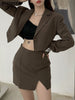 BGTEEVER Stylish Women Skirt Suits Long Sleeve Single Button Blazer & High Waist Split Mini Skirt 2023 2 Pieces Skirt Set