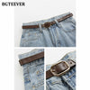 BGTEEVER Summer Stylish Women Wide Leg Denim Pants High Waist Button Ladies Straight Jeans Trouser Casual Female Solid Jeans