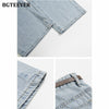 BGTEEVER Summer Stylish Women Wide Leg Denim Pants High Waist Button Ladies Straight Jeans Trouser Casual Female Solid Jeans