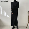 BGTEEVER Turtleneck Full Sleeve Oversized Knit Dress Female 2023 Winter Vestidos Casual Thick Twisted Women Long Sweater Dress