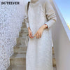 BGTEEVER Turtleneck Full Sleeve Oversized Knit Dress Female 2023 Winter Vestidos Casual Thick Twisted Women Long Sweater Dress