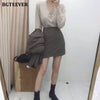 BGTEEVER Vintage Elegant 2 Pieces Skirt Suits Women Single-breasted Blazer & High Waist A-line Mini Skirt Female Blazer Set 2022