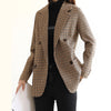 BGTEEVER Vintage Houndstooth Winter Thick Women Jacket Blazer Sashes Plaid Female Suit Jacket with belt Long Sleeve blaser 2023