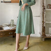 BGTEEVER Vintage Ladies 2 Pieces Skirt Suits Short Jackets & High Waist A-line Midi Skirts 2023 Autumn Elegant Women Suits