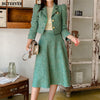 BGTEEVER Vintage Ladies 2 Pieces Skirt Suits Short Jackets & High Waist A-line Midi Skirts 2023 Autumn Elegant Women Suits