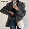 BGTEEVER Vintage Thicken Notched Collar Women Blazer 2022 Autumn Winter Full Sleeve Loose Single-breasted Female Woolen Jackets