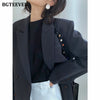BGTEEVER Vintage Women Skirt Suits Elegant Double Breasted Blazer & High Waist Mini Pencil Skirt 2022 Spring Ladies 2 Pieces Set
