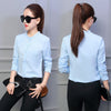 Blouse Women Long Sleeve Elegant Ladies Office Shirts Korean Fashion Casual Slim Tops Blusas White Green Pink