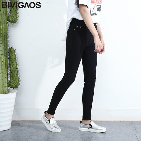 Spring Fashion Womens Casual Skinny Leggings Slim High Elastic Pocket Pencil Pants Woven Leggings For Women Jeggings