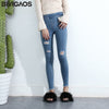 Summer New Women Jeans Tassel Ripped Hole Jeans Leggings Burrs Elastic Denim Ankle Pants Skinny Pencil Pants For Women