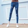 Women 7 holes ripped unedged skinny jeans for women slim jean ankle leggings jeggings spendex denim pencil pants mallas